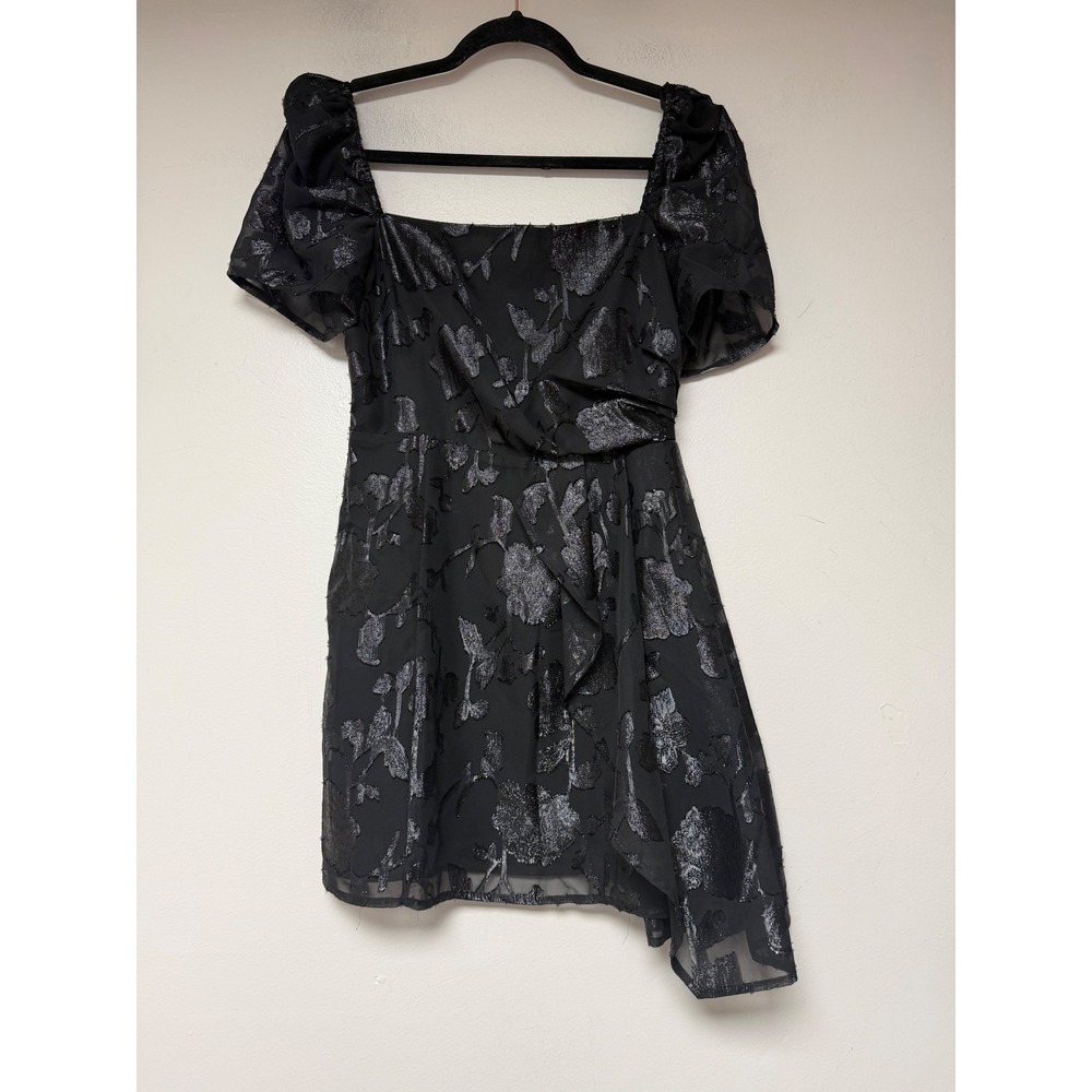 House of Harlow 1960 x REVOLVE Black Silver Floral Jacquard Mini Dress XS‎